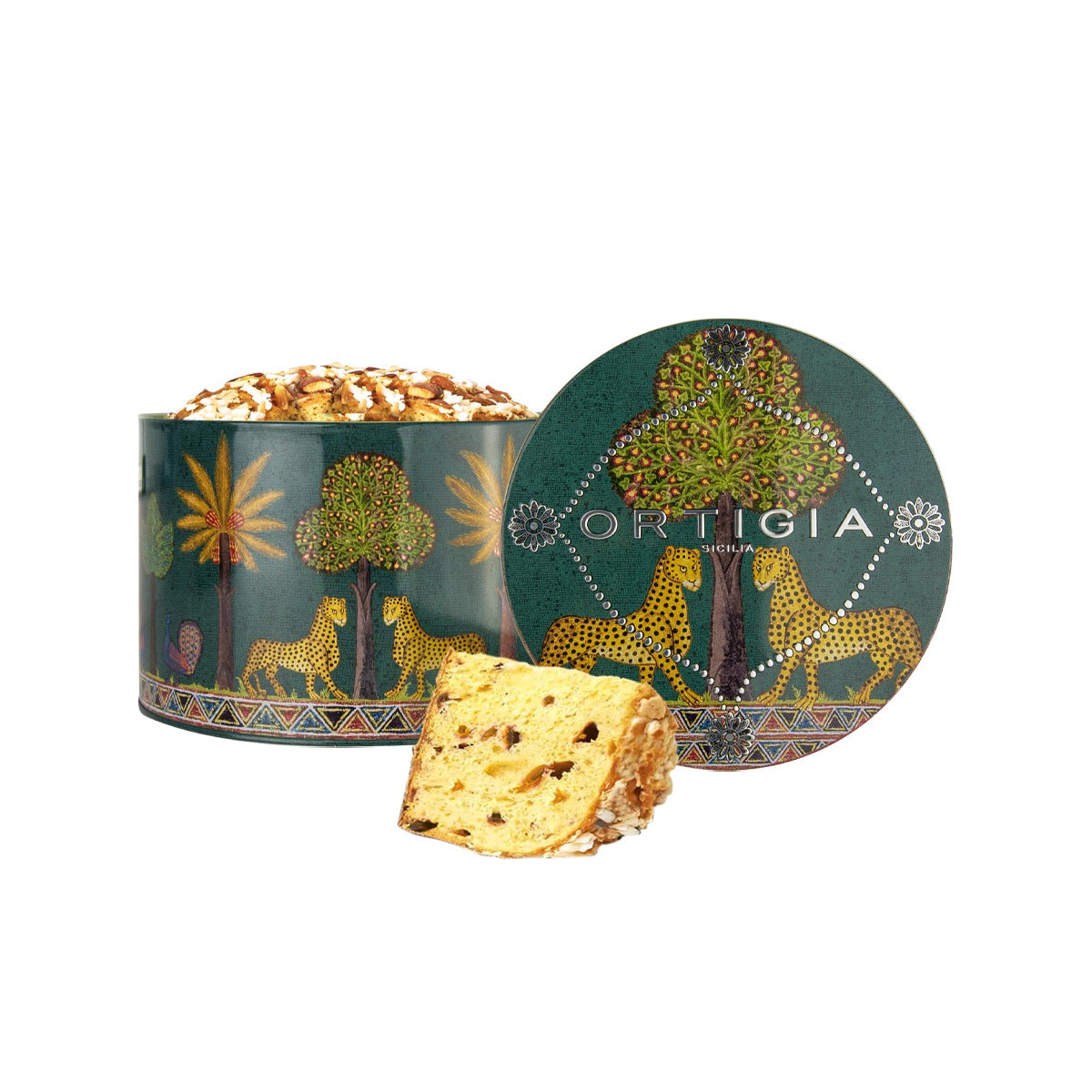 Ortigia Mandarin Veneziana Cake in Green Tin