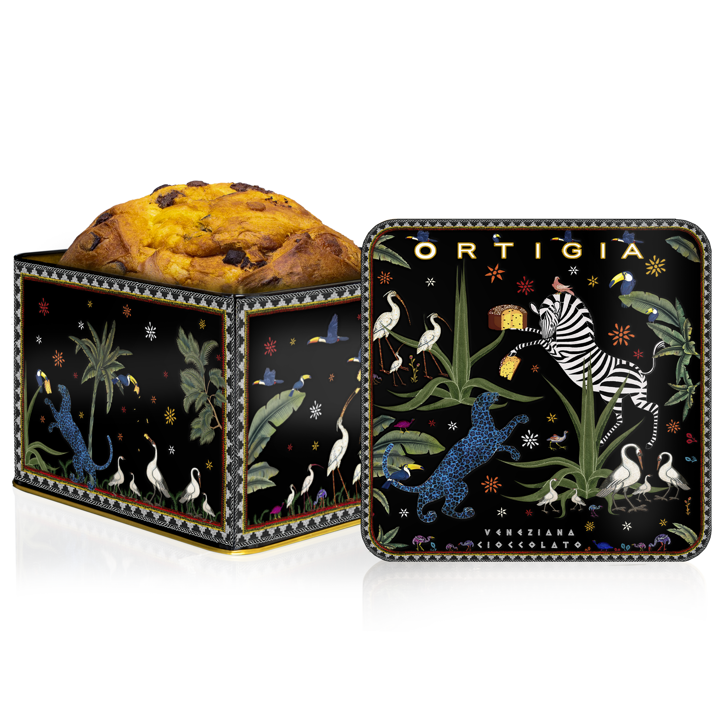 CHRISTMAS - Ortigia Chocolate Panettone in Jungle Tin